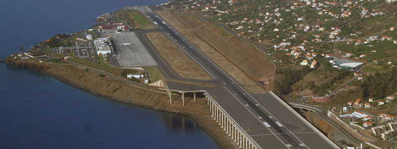 Madeira runway aerial view